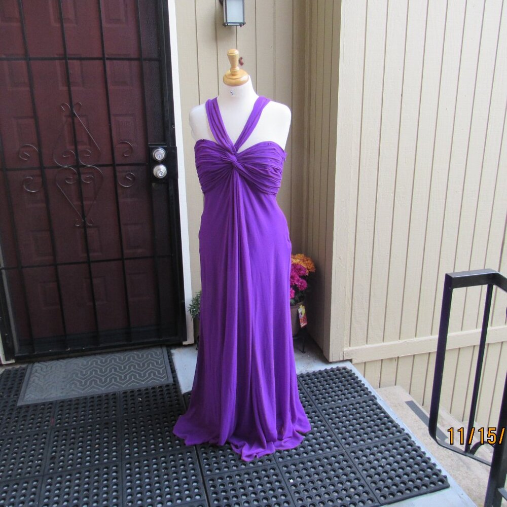 #485  NEW FORMAL VIOLET CHIFFON EVENING GOWN BY RALPH LAUREN  (SIZE 14)